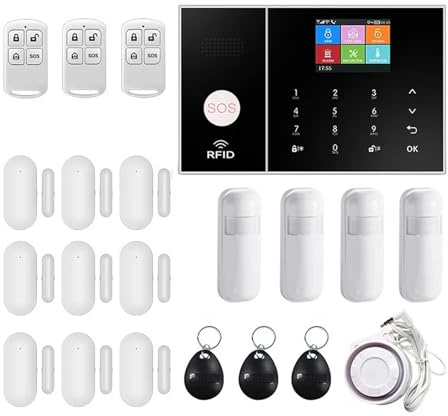 Trådlös GSM Inbrottstjuv Hemsäkerhetslarm WIFI-system Med Rörelsesensor Dörrdetektor Tuya Smart Life App Komplett Larmsystem(J)
