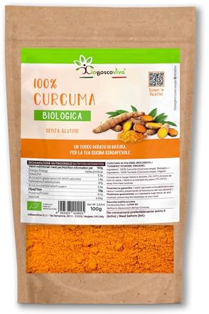 IoBoscoVivo Curcuma in Polvere Biologica 100g, Integratore Alimentare Naturale, Pura e Senza Additivi