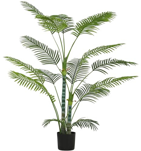 HOMCOM Planta Artificial Decorativa de 170 cm Palmera Artificial con Maceta y Hojas para Salón Oficina Hogar Interior Verde