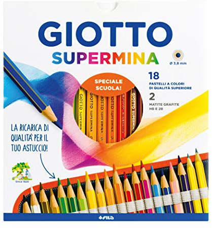 Fila Pastelli Giotto Supermina Ast 18 +2 Matite Lyra Temagraph In Grafite