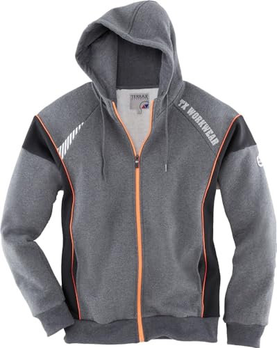 Terrax Herren Sweatjacke MIT ANGESCHNITTENER Kapuze (M, schwarz/neon rot)