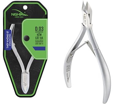 Pince à cuticules D-03-16 106 mm, lame 7 mm, en acier inoxydable, double ressort, couleur argent