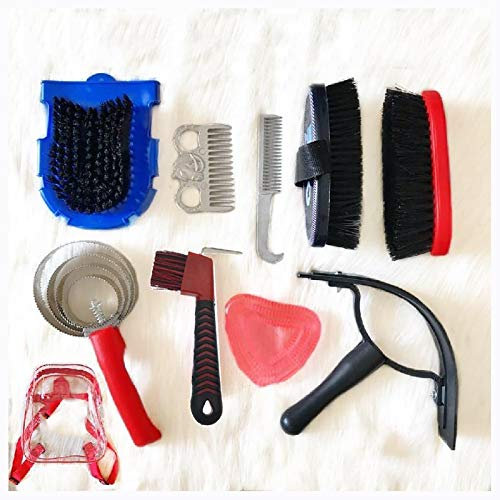 Hmpet Trousse De Soins De Toilettage pour Chevaux,10 Pièces Professionnel Brosse À Cheval Outils De Nettoyage De Cheval Massage Équestre Accessoires De Nettoyage Grattoirs À Sueur De Cheval Outil