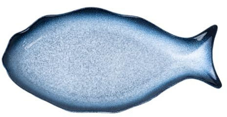 Cabilock Fish Serving Dish Decorative Ceramic Serving Tray Platter for Entertaining Seafood Appetizers Kitchen Tableware Home Dining 12.20X5.90X1.37In