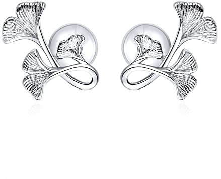 GRGFG Ohrstecker Damen,Damen Ohrstecker,Simplicity Fashion Ginkgoblatt 925Er Sterling Silber Ohrstecker Ohrringe Zirkonia Eleganter Silber Ohrstecker Schmuck Geschenke Für Ihre Frauen Mädchen