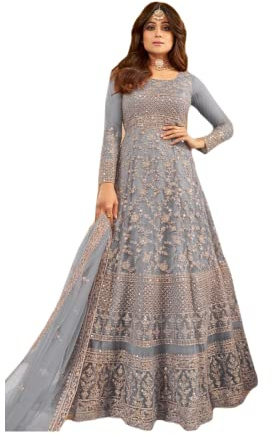 Heni Fashion Indian Pakistani Party Wear Wedding Wear Designer Net Embroidered Long Anarkali Suit Anarkali Gown For Women