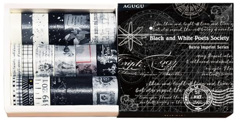 Bailinks Vintage Washi-tejp set för scrapbooking, 20 rullar mönstrade dekorativa självhäftande band, klistermärken för bullet journals, agendor, planerare, förpackningsdekoration, present