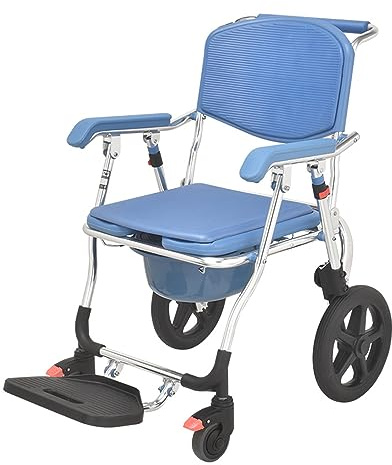 Sedia Doccia Disabili Con Ruote Sedia Comoda WC Smontabile Su 4 Ruote Sedia per WC Antiscivolo Carrozzina Da Toilette Sedia Comoda WC Imbottita Con Rotelle Vaso Rimovibile per Disabili