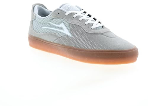 Lakai Essex Skateschuhe für Herren – handgefertigter moderner Skateboardschuh, Hellgrau/Gum Suede, 41 EU