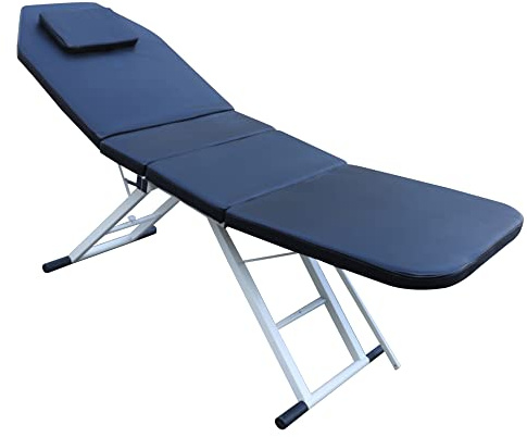 vinnyooc Camilla de masaje plegable de 71 pulgadas, mesa de masaje portátil, mesa de masaje, silla de belleza, silla de cosméticos, spa salón de belleza, cama de 3 zonas de PVC, 3 colores (negro)