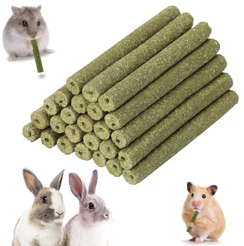 Cutiolly Giochi da Masticare,25pcs Bastoncini Fieno,Bastoncini Fieno Conigli,Masticare Giocattoli Timotity,Giocattolo da Masticare Coniglio,Morbido Bastoncini di Fieno,Fieno Naturale Bastoncini