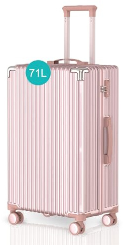 Voyagoux Koffer handgepäck - 71L, Rollkoffer mittelgroß, Hartschalenkoffer, TSA-Schloss, ABS, 4X 360° Rollen, Robust und Leichtgewicht Suitcase, 67x48x27, Roségold