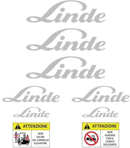 PUMU ADESIVI LINDE PER CARRELLO ELEVATORE MULETTO DECALCOMANIA H35D E25 E20 E60 E80 H40 (ARGENTO)