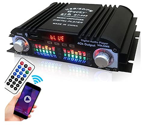 Amplificatore audio per auto Amplificatore for auto a 4 canali 12V Amplificatore for subwoofer Amplificatore for lettore di canali vocali Gamma completa