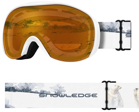 Snowledge Kids Ski Goggles for Boys Girls Aged 4-16, Anti Fog 100% UV Protection Impact Resistant Youth Snow Sports Goggle