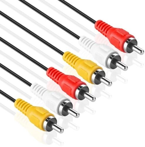 TECHZOCO Cable de 3 RCA Macho, Cable de Audio Video Estéreo Macho, cable AV RCA, cable compuesto video y audio, 3x RCA macho a Macho, 3 Metros