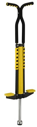 Relaxdays Pogo Stick, für Kinder, Springstock bis 60 kg, gepolststert, Sprungstab Outdoor, rutschfest, Edelstahl, gelb