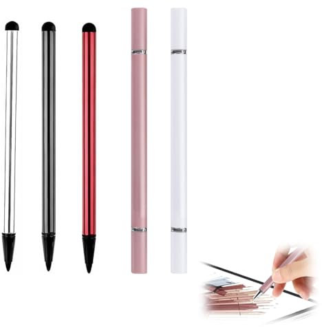 NHQZ 5 Piezas Punteros para móviles Tableta capacitiva universal 2 en 1, lápiz óptico para pantalla táctil ampliamente compatible con todos los dispositivos con pantalla táctil capacitiva