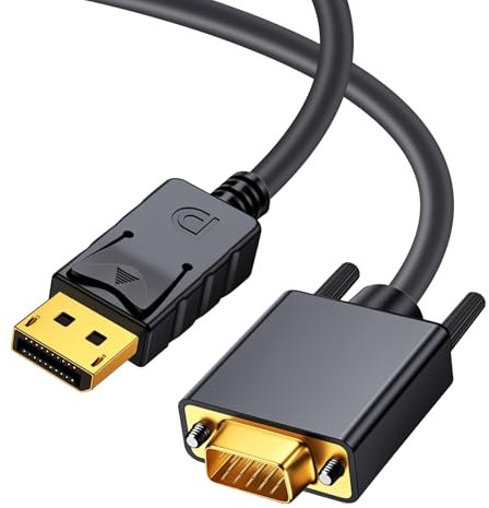Duttek DisplayPort to VGA Cable 1.8M, Gold-Plated DP Male to VGA Male Adapter Cord 1080P for Computer, Monitor, Projector