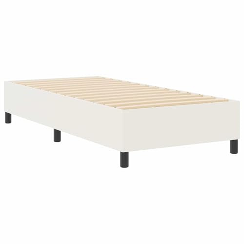 vidaXL Plattform sängram Kräm 90 x 200 cm tyg, Stilren modern plattformssäng, träram, minimalistisk design, skön sömn, hållbart massivt furu