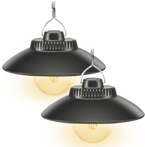 Asfrode campinglampa, uppladdningsbar, 2 stycken LED-campinglampor med krok vattentät USB uppladdningsbar camping lykta hängande LED campinglampa campingtältljus för camping nödsituationer