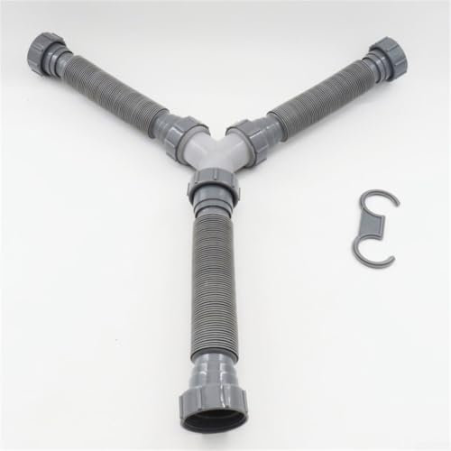 Tubo di scarico flessibile per lavandino, kit di scarico per lavello a doppia vasca, regolabile, 3,8 cm e 3,8 cm, per cucina