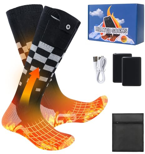 Olycism Calcetines Calefactables 8500mAh Batería Recargable Hombres Mujeres 4 Temperaturas Ajustables Ciclismo Al Aire Libre Camping Senderismo Motocicleta Esquí S Tamaños