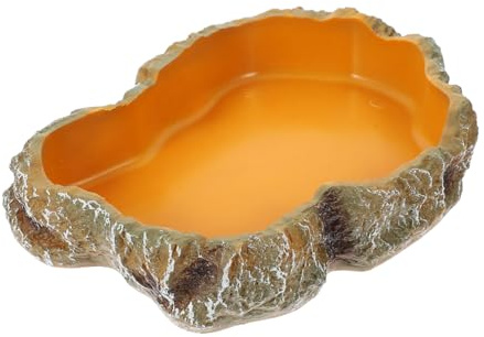 SHINEOFI Ciotola Funzionale per Tartarughe e Serpenti per Alimentazione Rettile in Resina Design Naturale a Forma di Roccia per Terrari e Decorazioni Ambientali