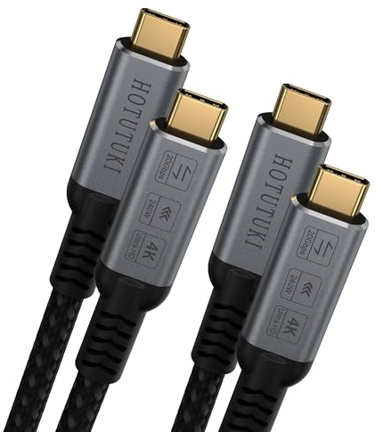 HOTUTUKI USB-c Cables 6.6ft 2Pack Compatible with Thunderbolt 4/3,USB C 3.2 Cable 20Gbps Data Transfer,4K@120Hz Video Output Monitor Cord,Type-C Nylon Braided 240W Fast Charging