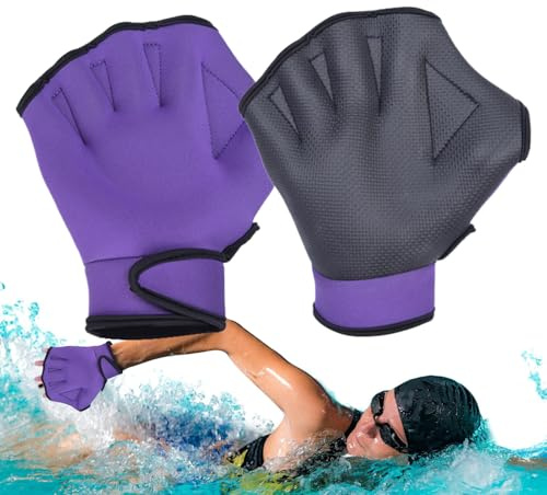 Guanti da nuoto palmati, Gianti acquatici xi uomo par allenamenti di nueto, Geanti in con materiale robusto e resistente all'acqua, Accessorio per esercizi en ecqua ter fitness, piscina acquatic