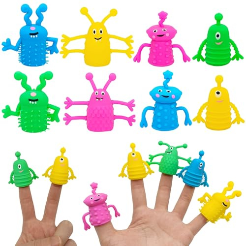 PYRUVAE 16 Pièces marionnettes à doigts Marionnettes à Doigts Petit Cadeau d'anniversaire d'enfant Ensemble de Jouets en Peluche pour garçons et Filles Cadeaux pour Noël, Pâques et fête d'enfants
