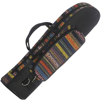 DECOMELODY Bolsa Práctica para Trompeta Pequeña de Tela Oxford Negra Diseño Étnico, Ligera y Portátil, Compartimento Exterior para Accesorios, Adecuado para Transporte y Color Aleatorio