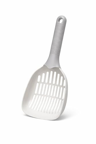 loveviu Pala Arenero Gatos Plastico, 28cms Ligera y Duradera, Mango Ergonomico Curvado, Compatible Arena Aglomerante Silice y Pellets, Herramienta Limpieza Caja Arena Gatos Sin Olores