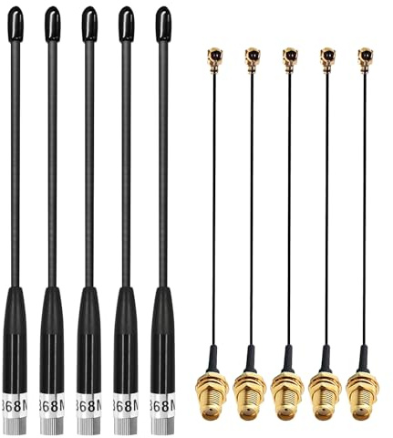 5 styck 868-MHz-antenn, 868 MHz Lora-antenn, 10 dBi förstärkning 19,5 cm Omni SMA-kontakt + (U.FL Ipx) till SMA-kontakt kabel, Soft Whip-antenner för Esp32/Lora32u4 II/Lora 32 V3 Long Range Soft