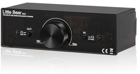Nobsound Little Bear MC2 Mini Fully-balanced/Single-ended Passive Preamp; Hi-Fi Pre-amplifier; XLR/RCA Volume Controller for Active Monitor Speakers (Black)