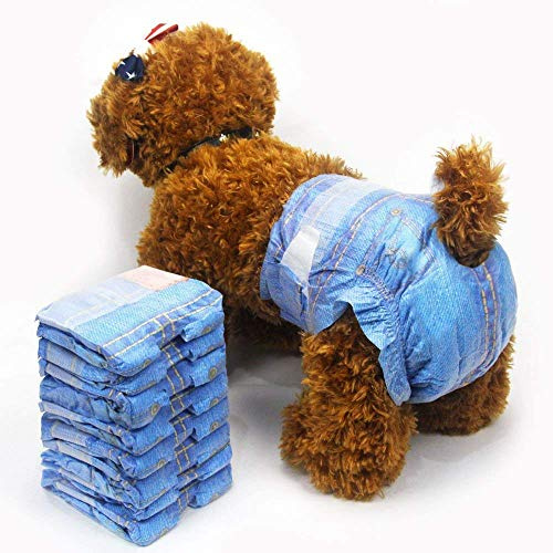 Pannolini per cani femmina, morbidi, super assorbenti, monouso, fantasia jeans, stile cowboy, pannolini per cuccioli, 24 pezzi