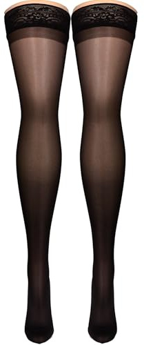 NuVein Sheer Compression Stockings for Women, 15-20 mmHg Support, Medium Denier, Thigh High, Closed Toe, Black, X-Large