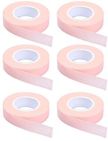 6 rollos de cinta de pestañas, cinta adhesiva de extensión de pestañas, cinta de tela de microporo transpirable para extensiones de pestañas, 9 m cada rollo (rosa)