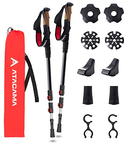 Atacama Bastones de Senderismo telescópicos de Carbono y Aluminio – Bastones de Marcha nórdica para Hombre y Mujer – Bastones de Senderismo Ajustables con Tope de Goma – Bastones telescópicos de