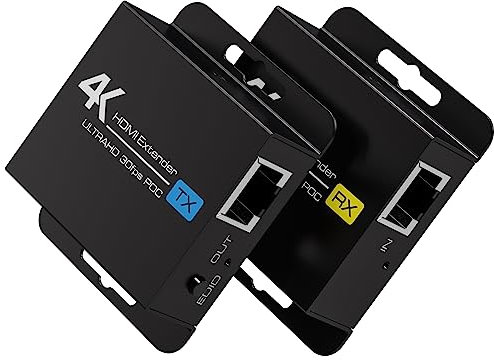 VEDINDUST 4K30Hz HDMI Extender Over 131FT Transmitter and Receiver Over Cat5e/6/7 RJ45 HDMI Ethernet Adapter Support 4K 1080P HD 3D POC EDID