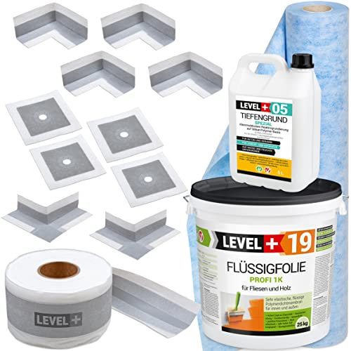Dichtset Flüssigfolie 25Kg Auf Holz Fliesen, Innenecken, Wandmanschetten, Dichtband, Dichtbahn, Tiefengrund, Abdichtungsset Dusche Bad Küche SET549