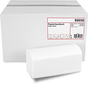 Hypafol Papierhandtücher für Spender | Zellstoff hochweiß, 2-lagig, 25 x 23 cm | 3.000 Blatt verpackt in 12 x 250 Blatt | praktischer V-Falz für Handtuchspender in Toiletten, Büros, Praxen und Studios