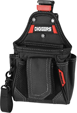 Diggers Tools - Universal Werkzeugtasche - [ Profi Quick Klik System ] Flexibel Kombinierbare Werkzeugtasche Gürtel - Hochwertige Gürteltasche Werkzeug für Elektriker, Dachdecker & Zimmerer