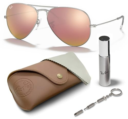 Ray-Ban RB3025 AVIATOR FLASH LENSES Pilot Shaped Non-Polarized Sunglasses for Men & Women – Includes Official RAYBAN Eyewear Kit – Ideal Formal & Casual Wear Sunglasses – Copper Flash Lens