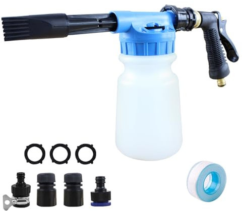 YUNYODA Schneeschaumpistole, 900 ml, verstellbare Autowaschschaumpistole, Gartenschlauch-Sprühschaumpistole, passend für Universal-Gartenschlauch, Schaumsprüher für Autowäsche, Gartenbewässerung, Blau