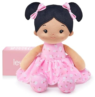 LeyaDoll Mjuk svart babydocka 30 cm (12 tum), första babyleksaker för flickor 1 år gamla flickor