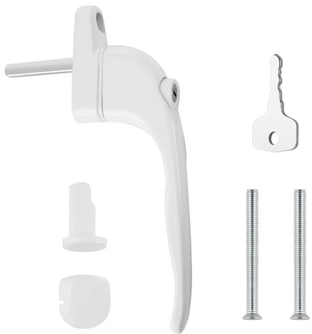 Window Handles for UPVC Windows, Suitable for All Common Indoor or Outdoor Replacement UPVC Window Handles, Double Glazed Window Handles, White Locking UPVC Window Handles