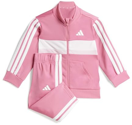 adidas Unisex Baby Seasonal Essentials Tiberio 3 Stripes Tricot Track Suit, pink fusion/clear pink/white, 12-18 Months