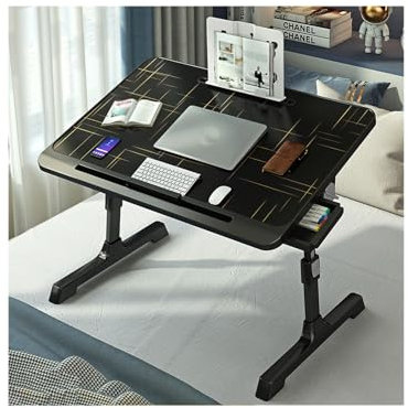 HUFIREHU Soffa Frukostbord Laptopbordet FöR SäNg BäRbart Laptopbord Med LåDor Skrivbord På SäNg SäNgbricka FöR Att äTa Frukost HopfäLlbart SäNgbord FöR Laptop Frukostbricka Med Vikbara Ben(Drawer+Book