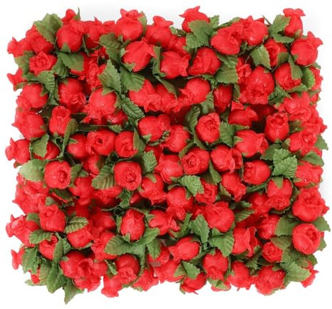 MWOOT 144 Pezzi Rose Finte Rosso, Mini Fiori Artificiali, Piccolo Rose Artificiali per l'Artigianato, Teste di Rose Finti Fai Da Te per Matrimonio Bouquet Da Sposa Festa San Valentino Decorazione
